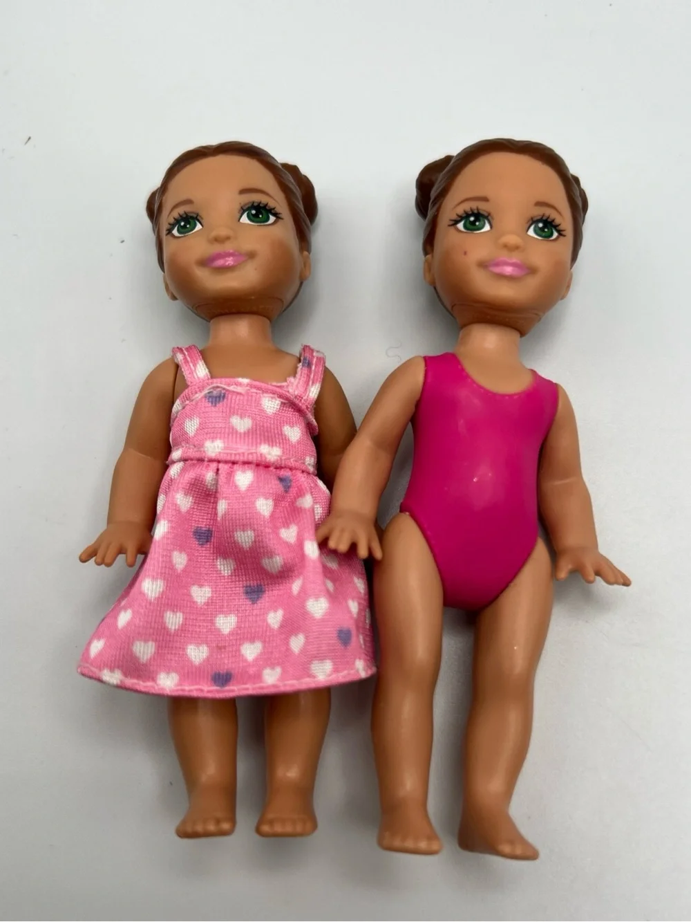 Toddler Barbie Doll Kelly Chelsea Baby Sister Brunette Pigtails Buns Hair Lot 2